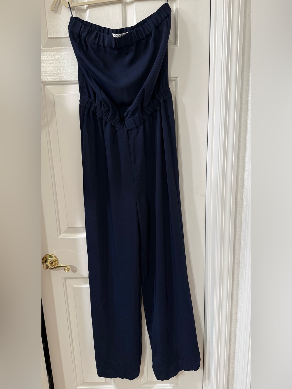 Trina Turk Navy Strapless Wide-Leg Jumpsuit